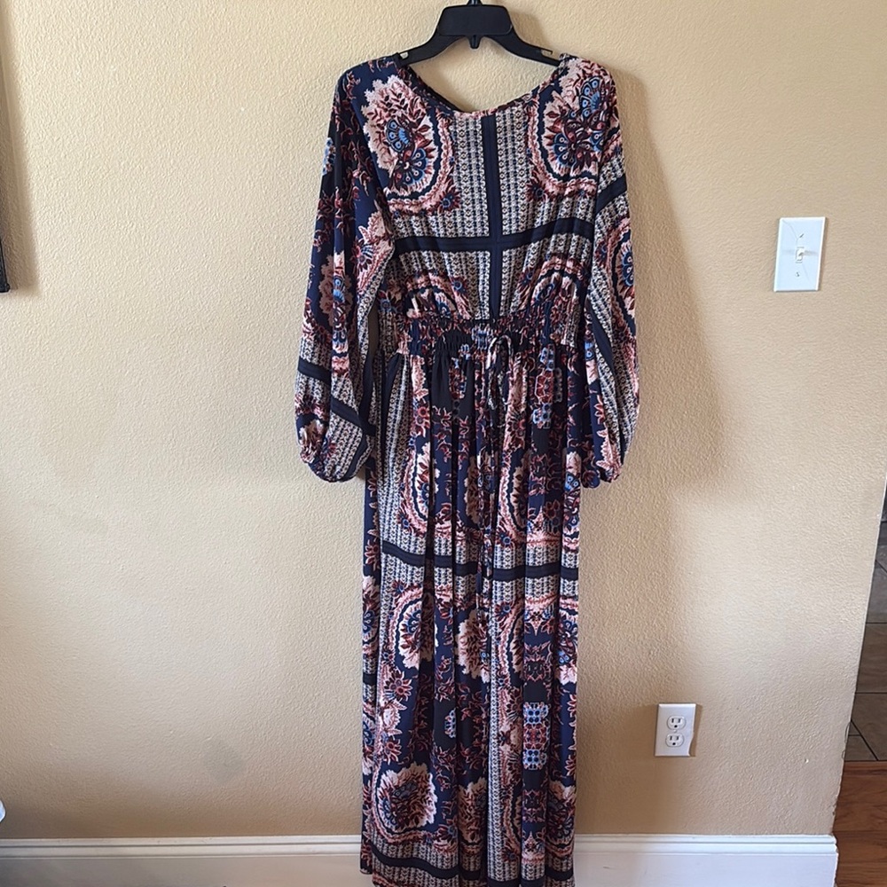 Boohoo Purple Red Bishop Sleeve Gown